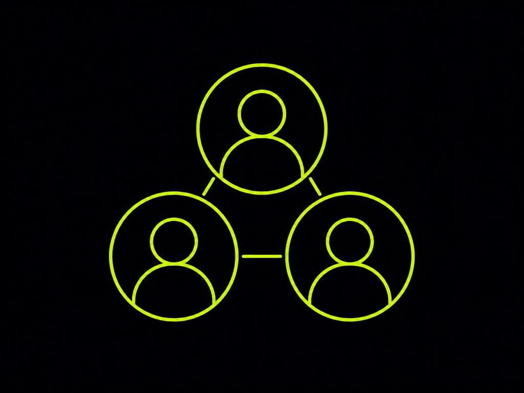 Three connected avatar rings in electric citron