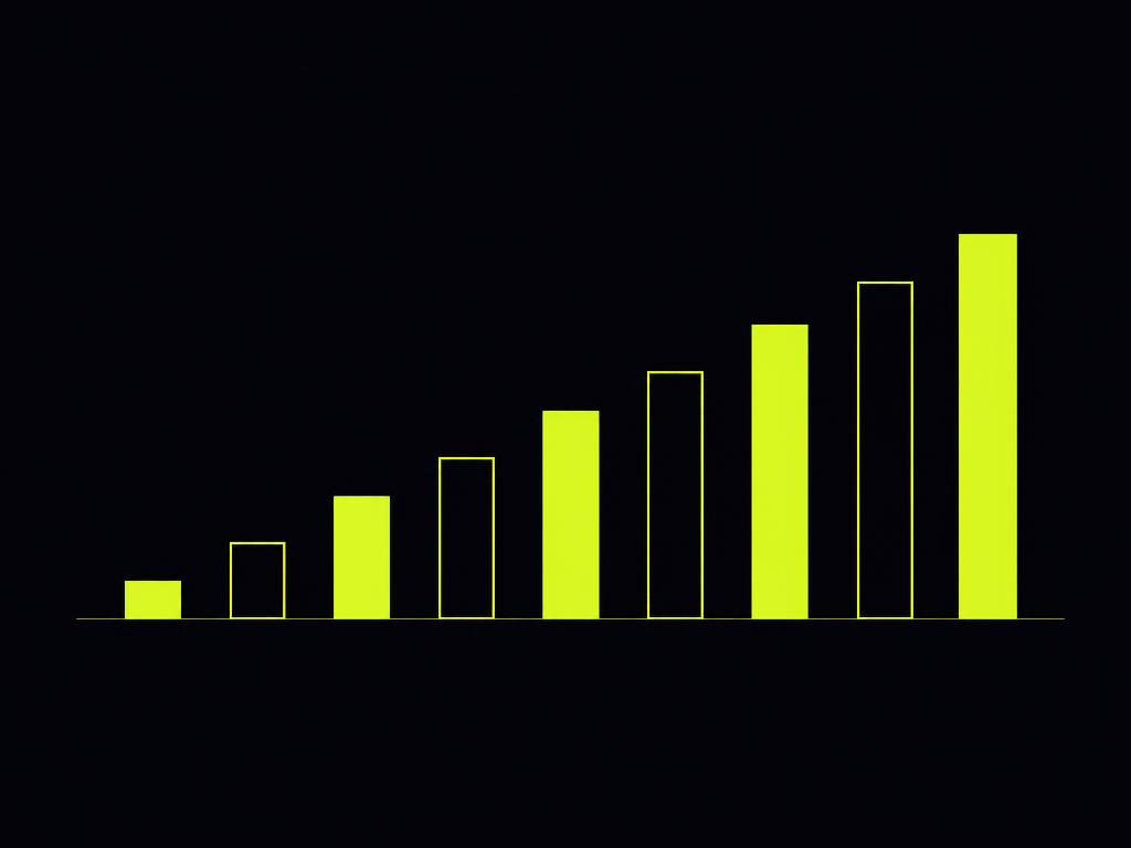 A rising bar chart drawn in citron on black